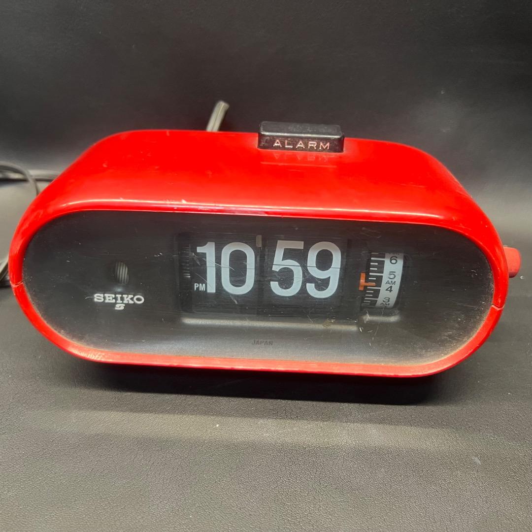 〇Nc左1067 昭和レトロ SEIKO パタパタ時計 DP665 レッド