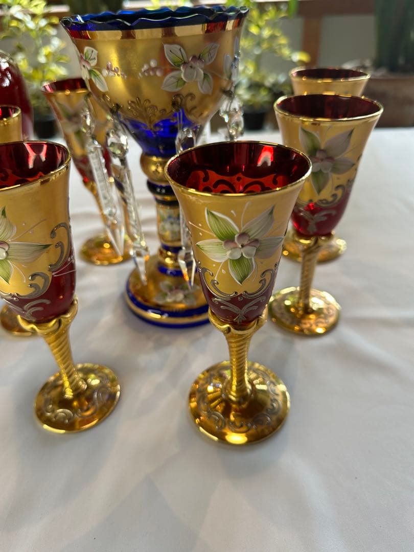 美しいベネチアンガラス製飲料セット