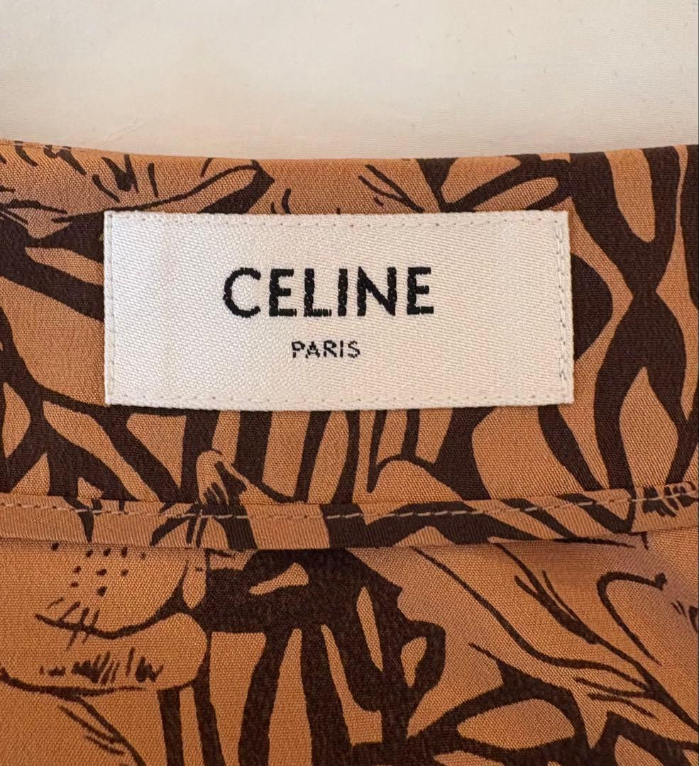 セリーヌ　シルクフレアースカート　36