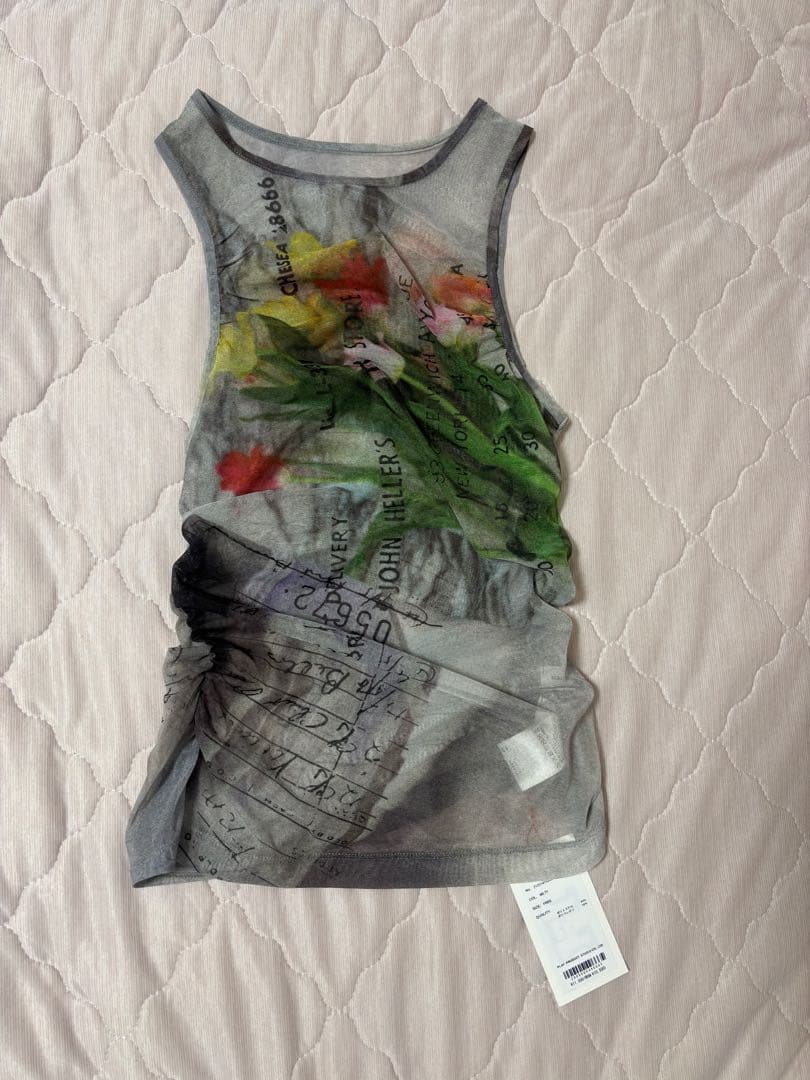 メゾンスペシャル チューリップギャザーメッシュタンクトップ