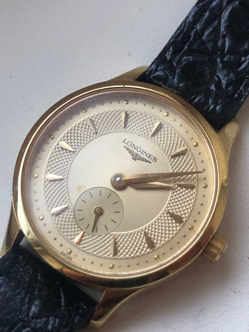 【美品】LONGINES ロンジン　スモセコ　電池新品　シルバー レザーベルト