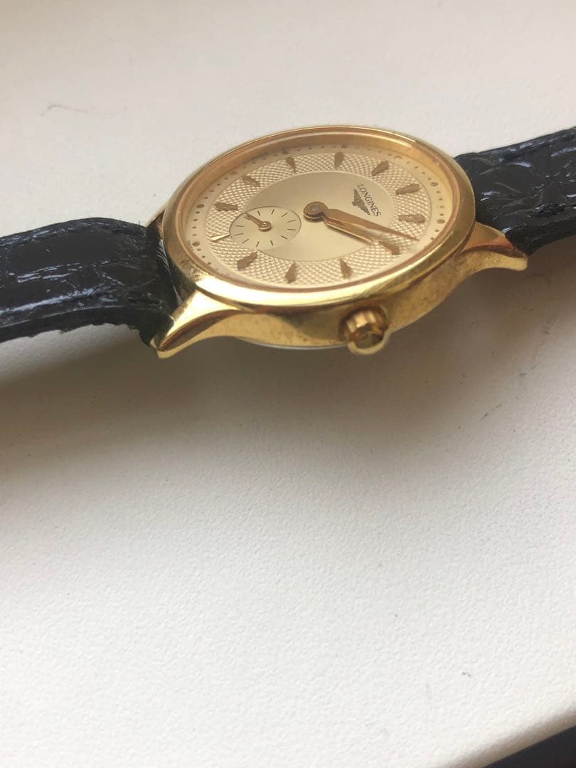 【美品】LONGINES ロンジン　スモセコ　電池新品　シルバー レザーベルト