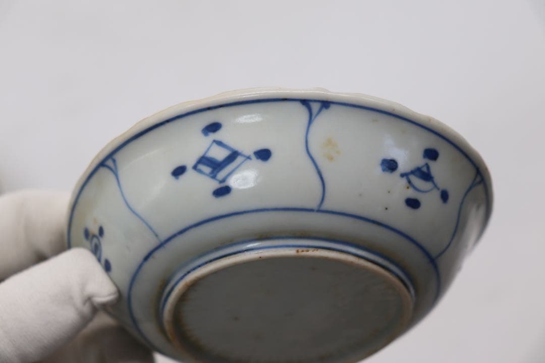 中国　明時代　染付小皿2点　芙蓉手　送料込み0605