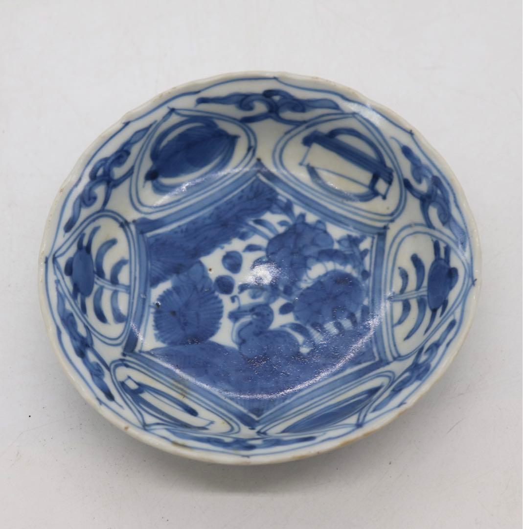 中国　明時代　染付小皿2点　芙蓉手　送料込み0605