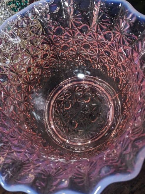 L.E.Smith ピンクオパルセント　ディジー＆ボタン Footed Bowl