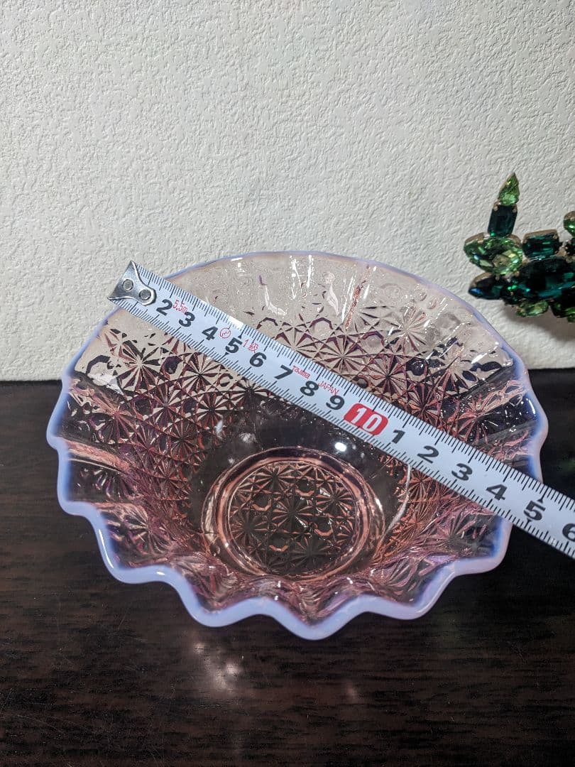 L.E.Smith ピンクオパルセント　ディジー＆ボタン Footed Bowl