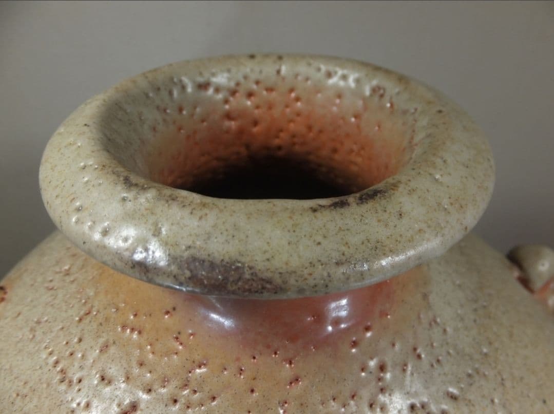 真作保証 藤原敬介 (恭介) 備前志野耳付壷 大作 県指定無形文化財 岡山県