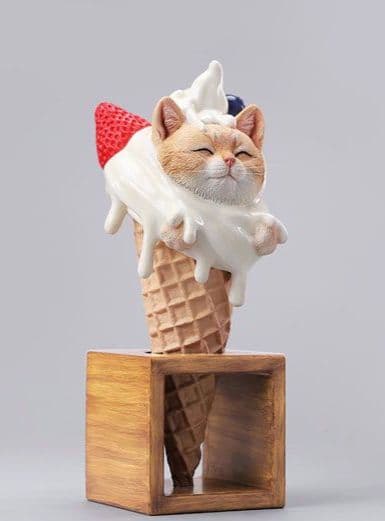 キティ コーンJXKスタジオ リアルねこソフトクリームフィギュア♡在庫２個のみ①