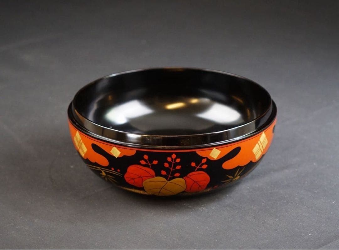 塗師 道場宗廣 作 黒真塗 正法寺 大喰籠 共箱 茶道具 桐紋 菓子器