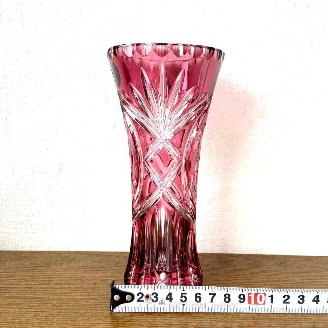 新品 ドイツ製 ドレスデン クリスタル ガラス 切子 花瓶 フラワーベース