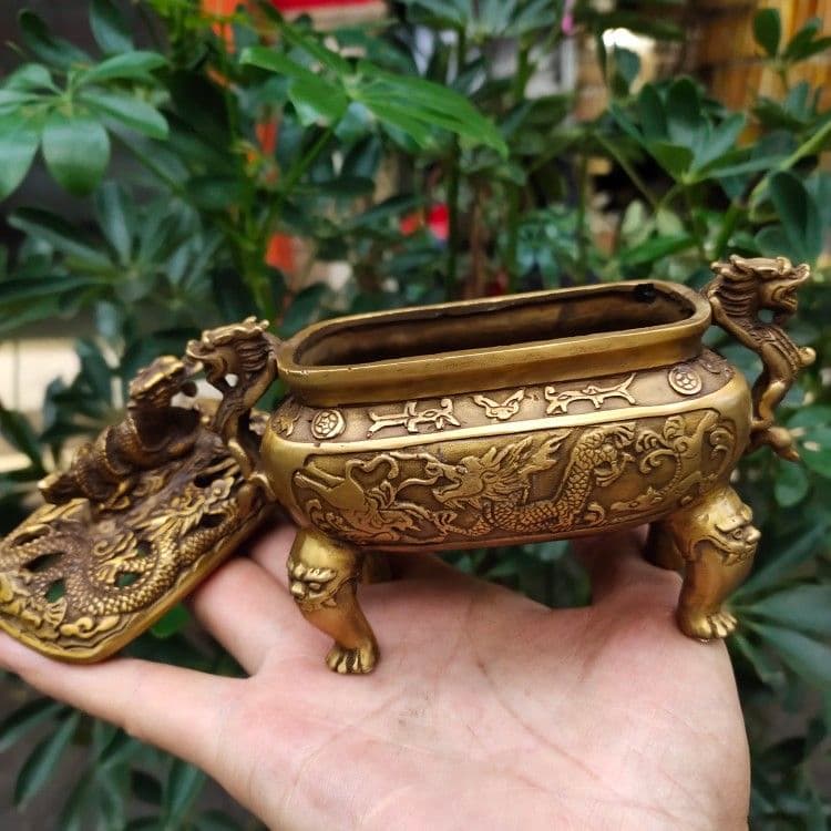 銅器 竜紋香炉 装飾品 工芸品 美術品 置物