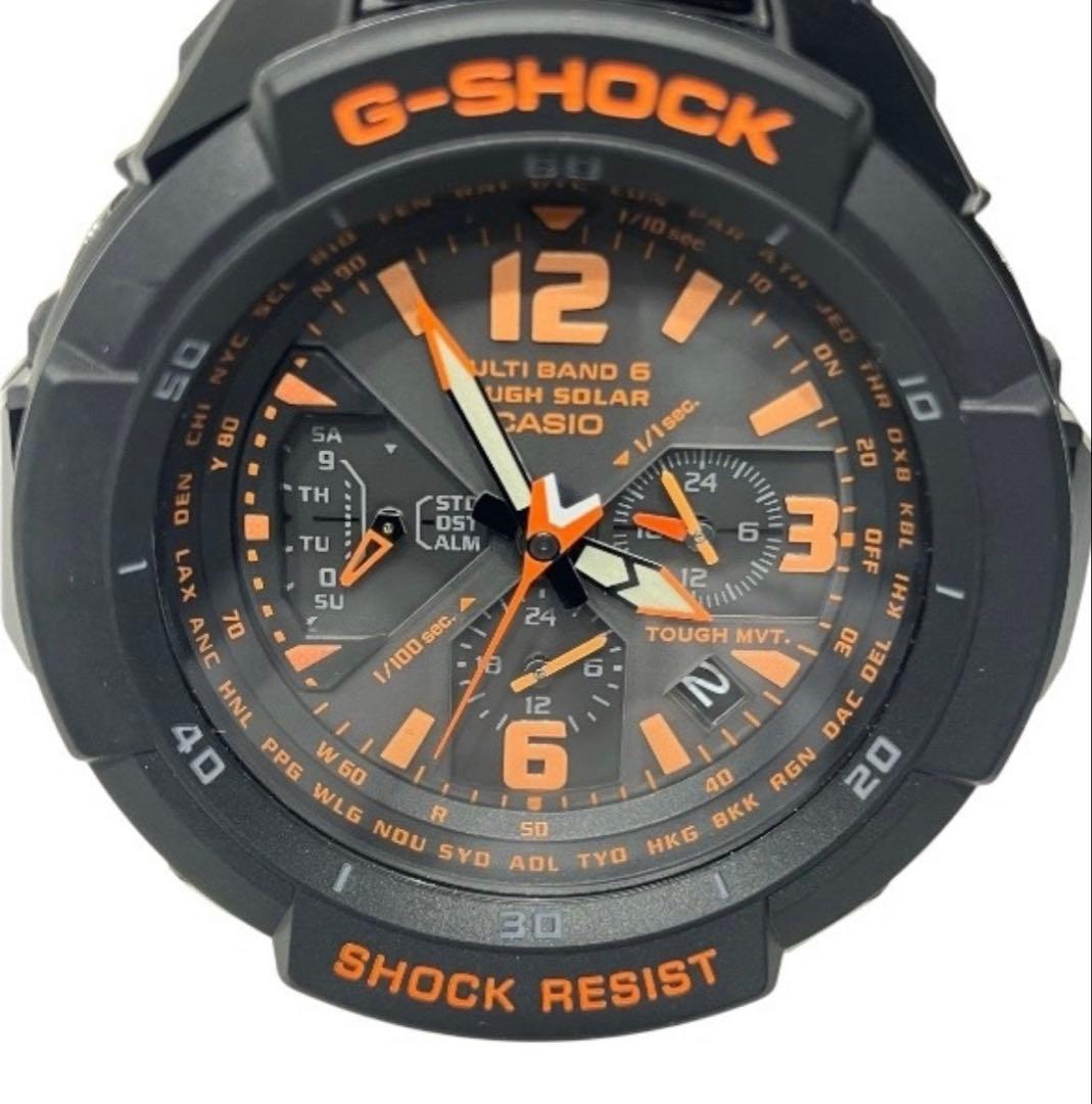 (美品) G-SHOCK 電波ソーラー 腕時計 ブラック/オレンジ