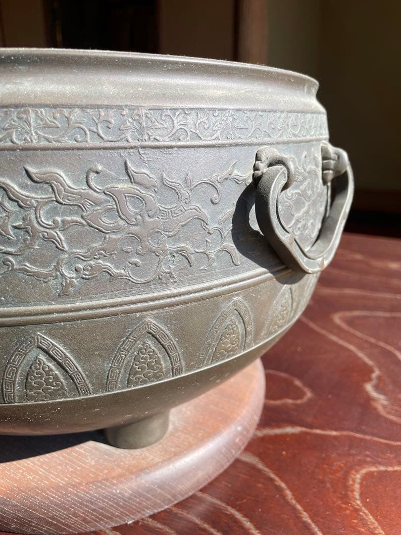 美品　骨董品　100年前　鉄製 火鉢 2個セット　直径30センチ