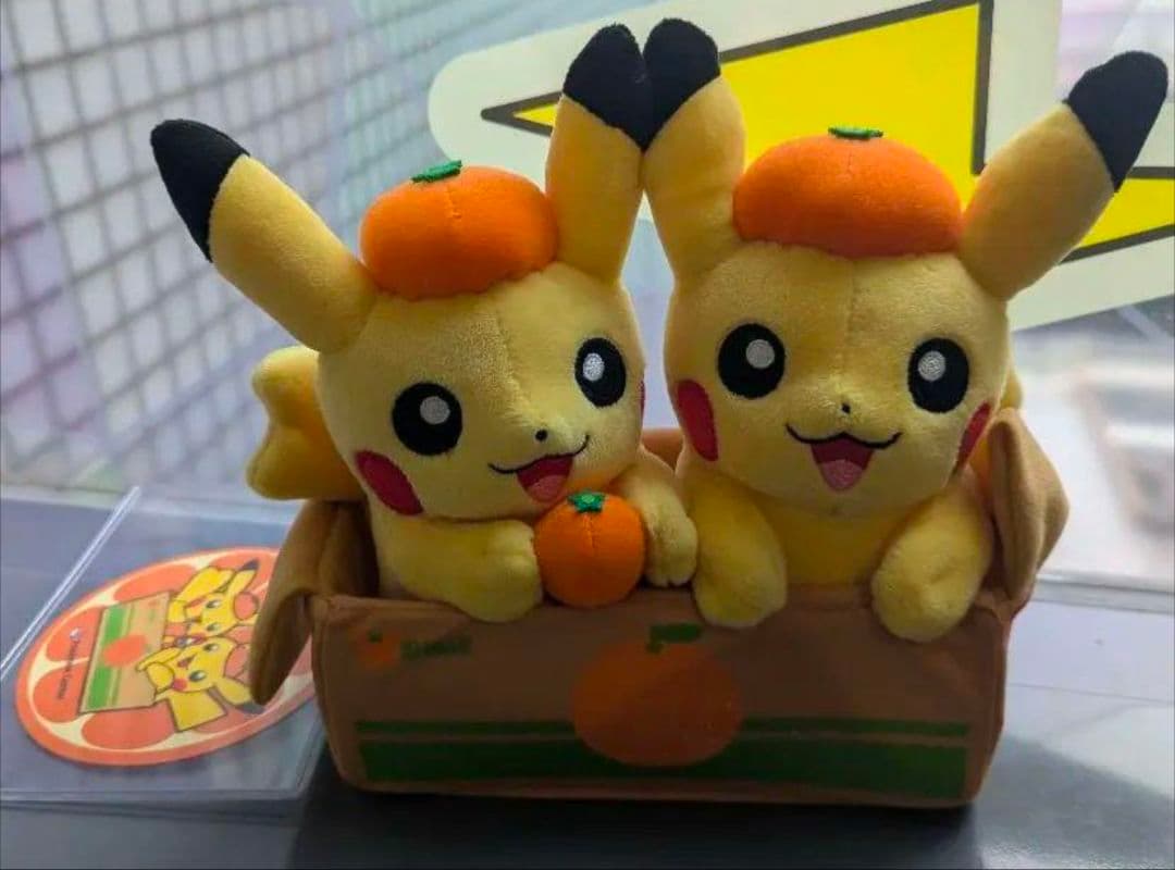 ペアピカチュウとえひめみかん　ぬいぐるみ　愛媛みかん　えひめみかん　愛媛　えひめ