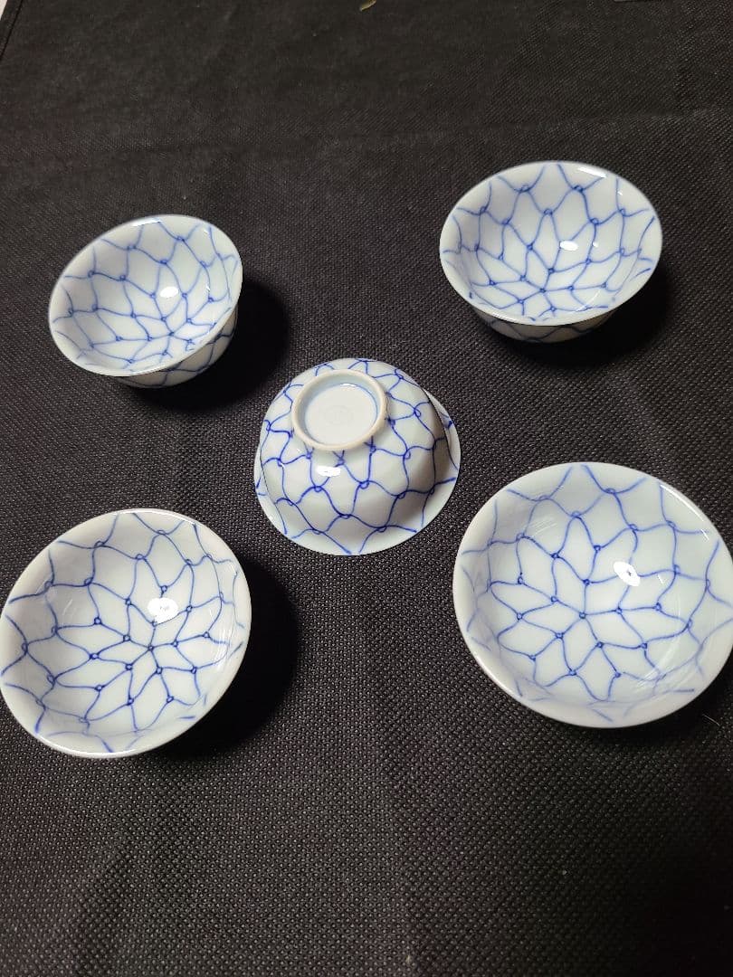 須田菁華染付盃5客共箱入り