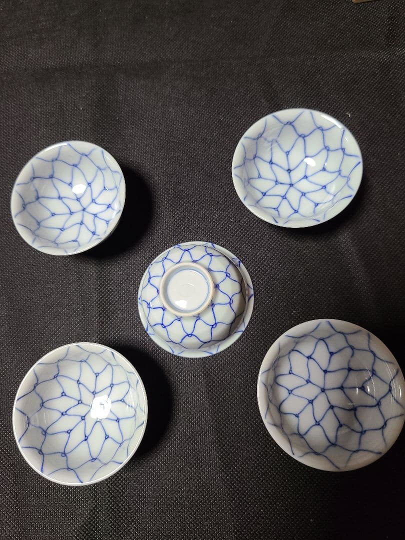 須田菁華染付盃5客共箱入り