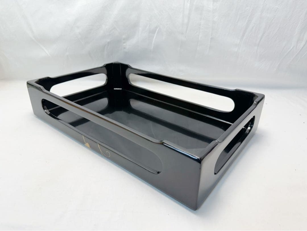 ほぼ未使用 華道具 木製黒真塗 花蒔絵 螺鈿付 花台 飾台 置台 盆栽台 共箱