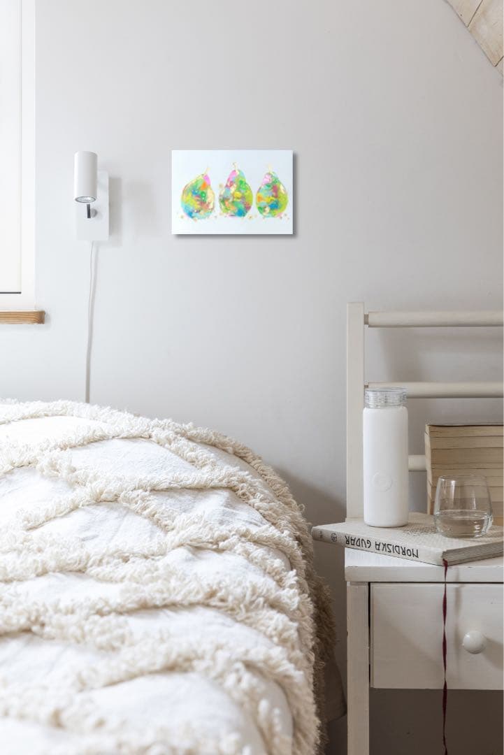 絵画　油絵　原画　一点物　北欧　フルーツ　洋梨　イエロー　グリーン　SM