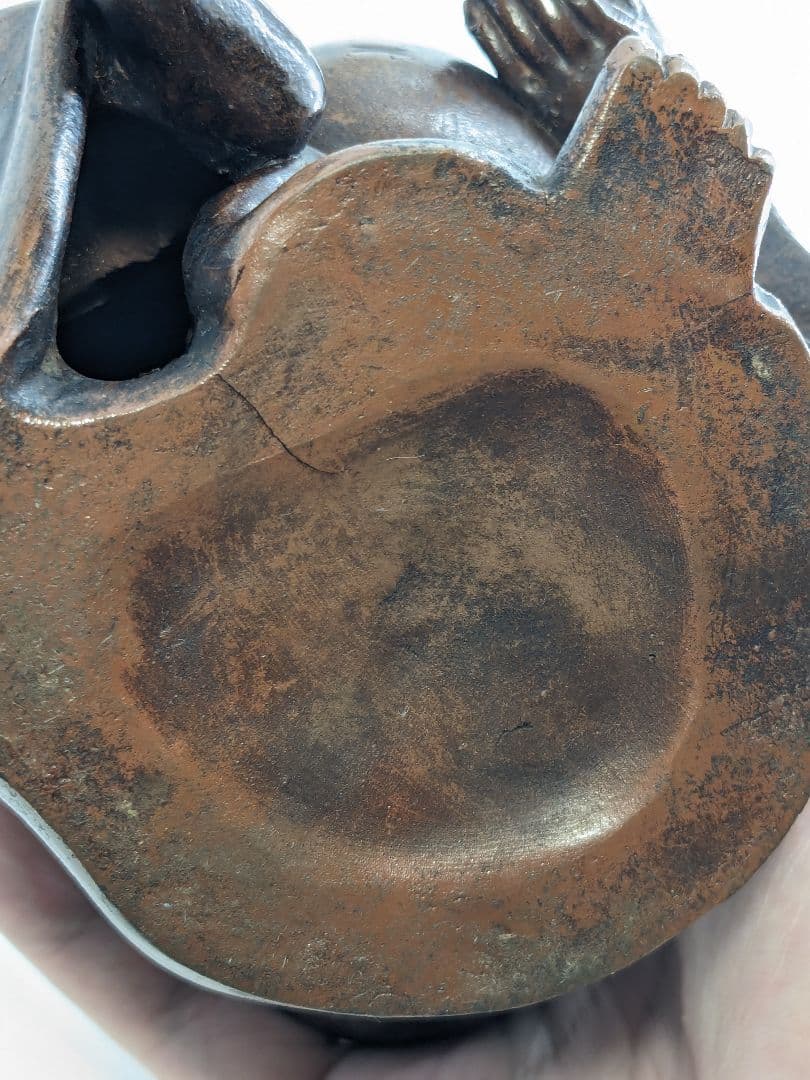 明治大正期 備前焼 布袋尊像 置物 布袋様 七福神 縁起物 踊り布袋 工芸品