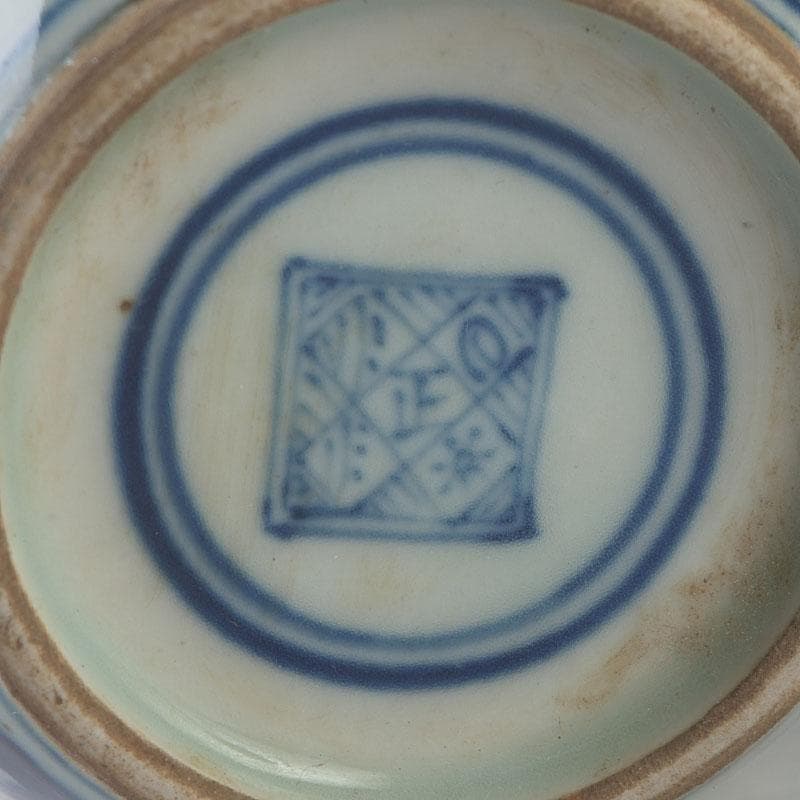 中国　青花　山水花鳥文　蓋壷　Z　8619