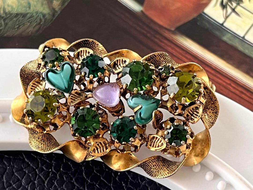 KKS様希少デザイン！Austria アートガラスヴィンテージ ブローチ9743