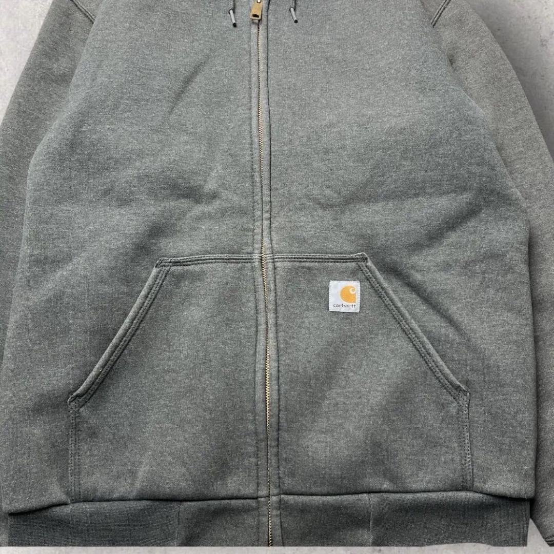 カーハート 裏サーマル ジップアップ パーカー ダブルフェイス グレー S