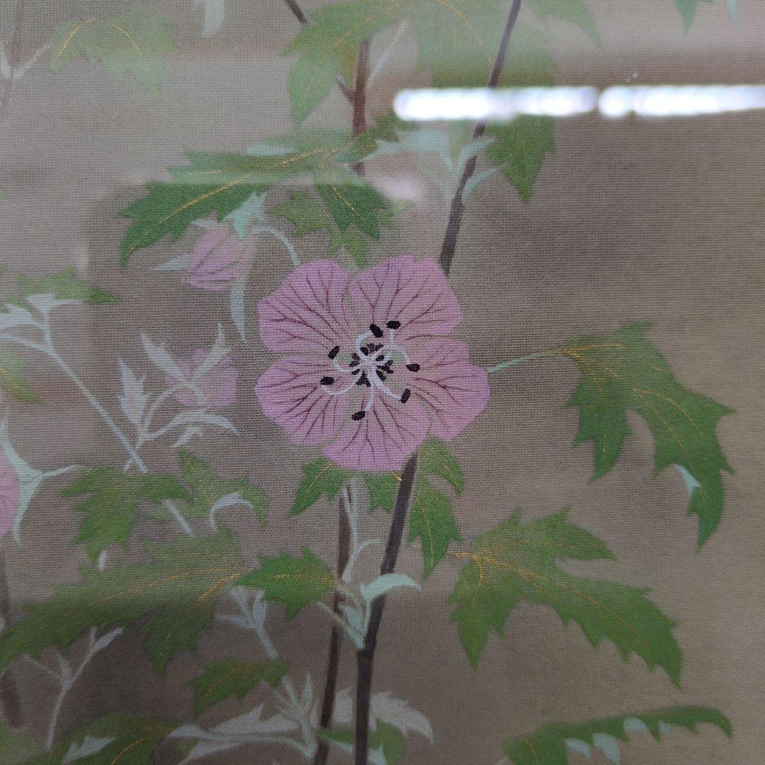 綺麗な日本画です。 繊細な花の絵 「アニソドンティア」木製額装　落款は「中川」