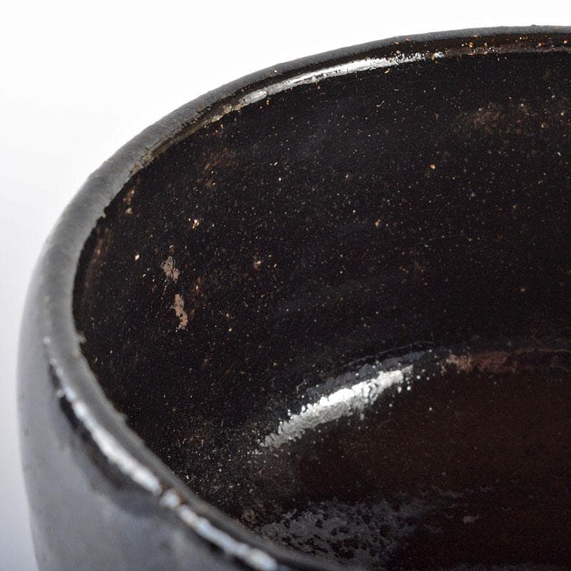 茶道具　楽吉左衛門　黒楽茶碗　極上竹網碗篭付　M　R6158