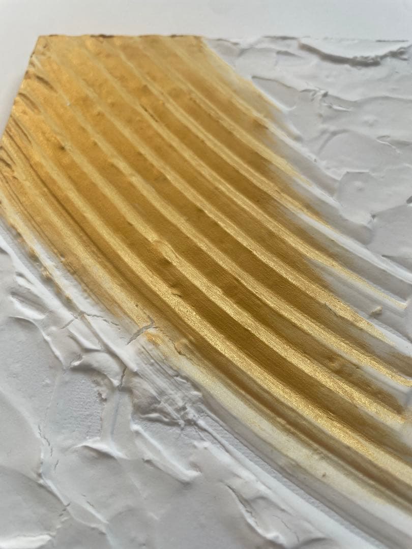 白とゴールドのテクスチャーアート 抽象画/現代アート/モダン/パネル/絵画/金