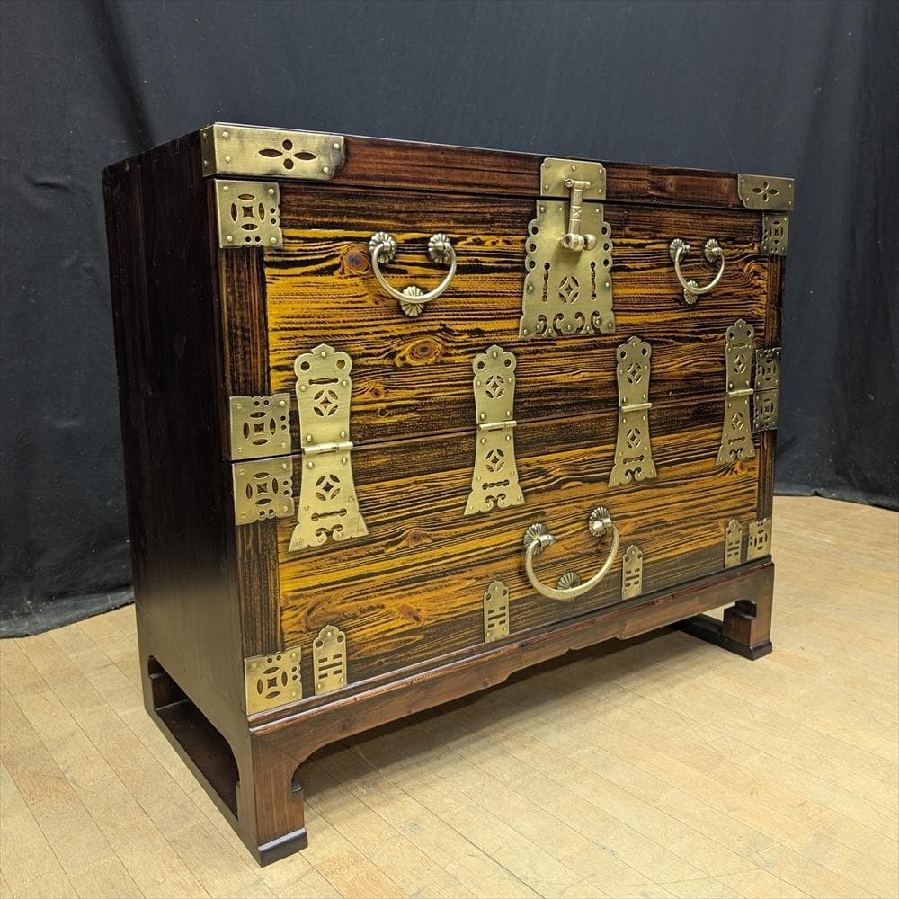 李朝家具　バンダジ　時代箪笥　朝鮮家具　半閉櫃　収納　整理　引き出し　民藝