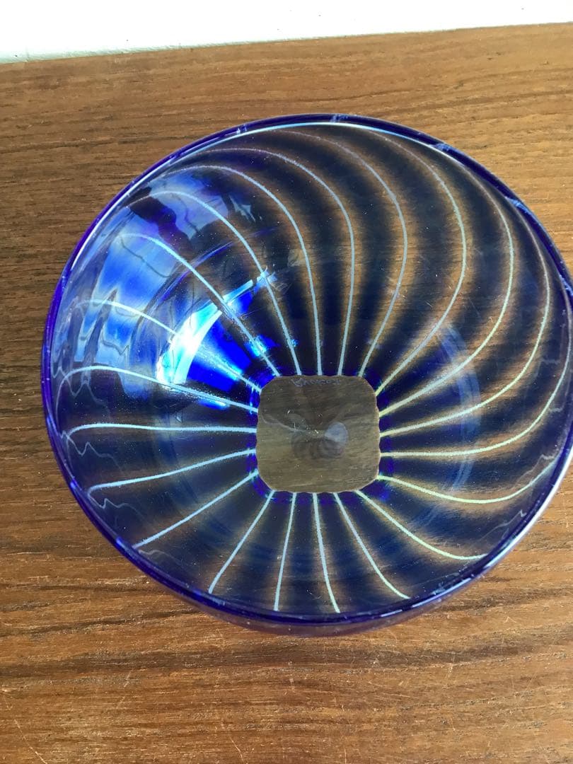 高梨良子作　縞ガラス　ぐい呑み　小鉢　サラダボウル　2個セット