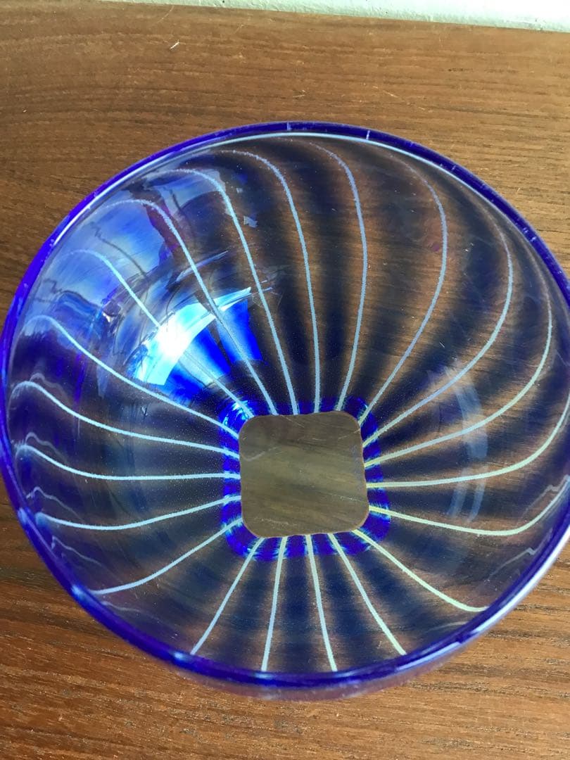 高梨良子作　縞ガラス　ぐい呑み　小鉢　サラダボウル　2個セット