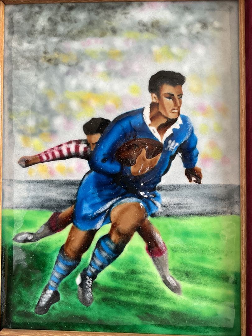 ラグビー画1965年「ラグビーのエナメル画/七宝画」「R.R.F.O.B.C」