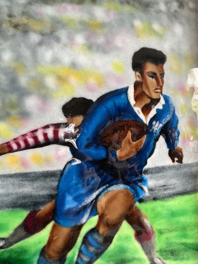 ラグビー画1965年「ラグビーのエナメル画/七宝画」「R.R.F.O.B.C」