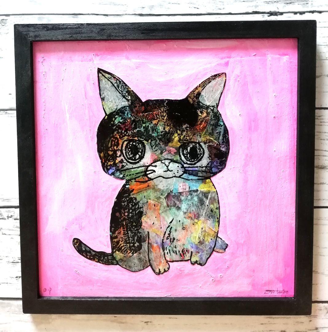 依頼者優先購入作品1 猫の額付き銅版画　センチメンタル猫