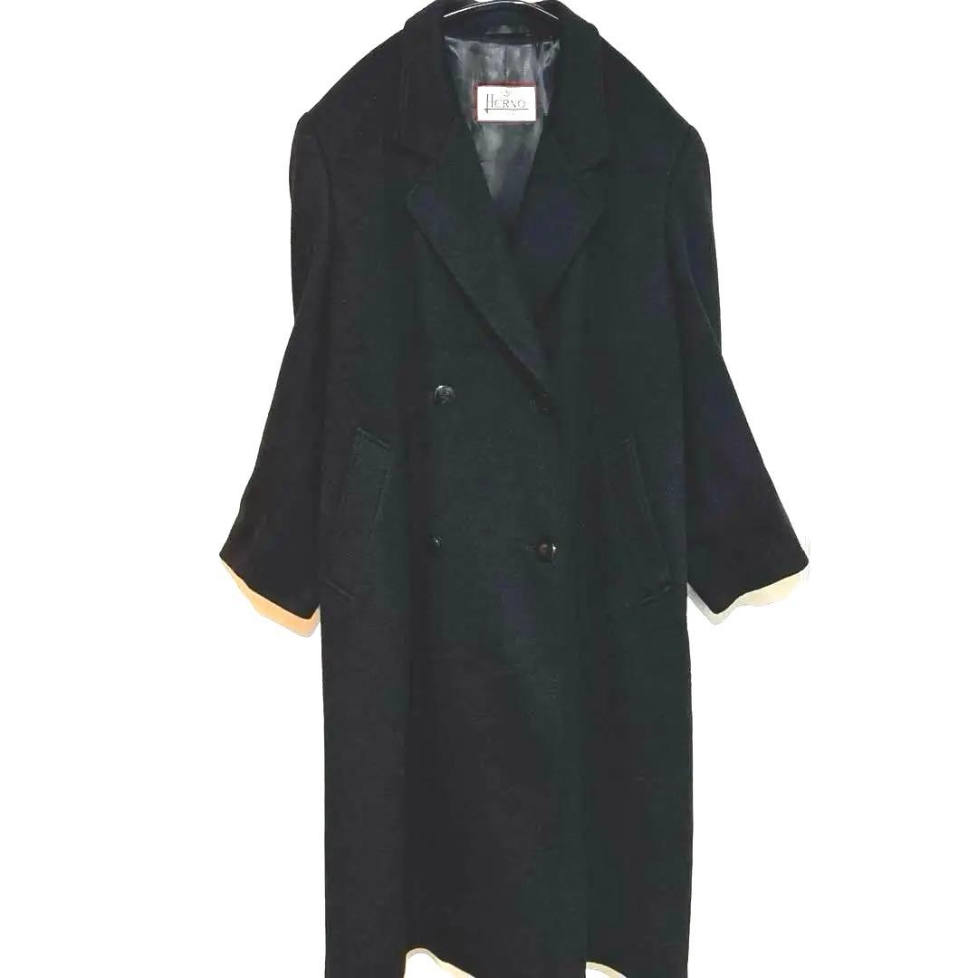 美品ヘルノ ダブルチェスター ロングコート　カシミヤ シルクスカーフ herno