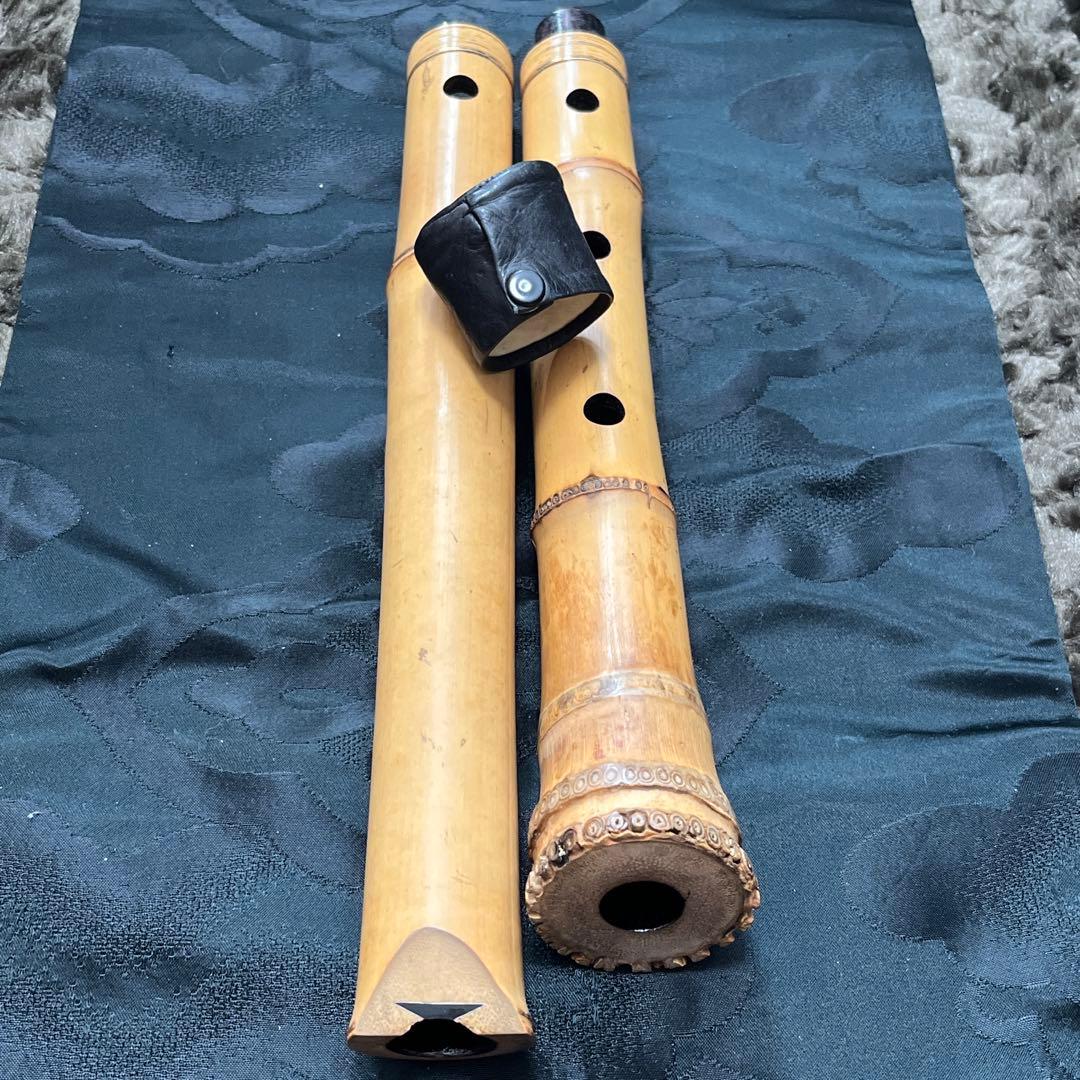 尺八 琴古流 在銘 2印 二尺管 中継ぎ籐巻き金？三線 【音出し確認済み】