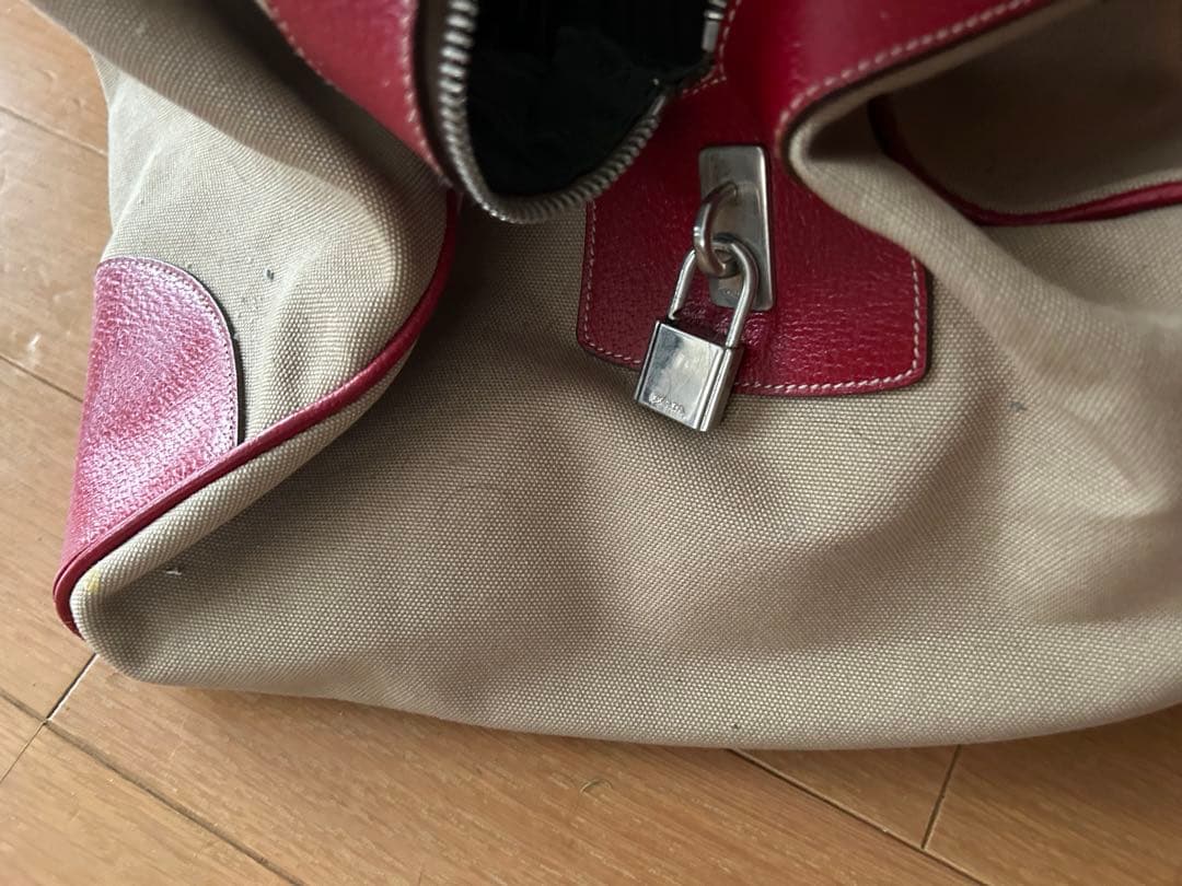 V*e様 PRADA ボストンバッグ ベージュ/赤 約70cm