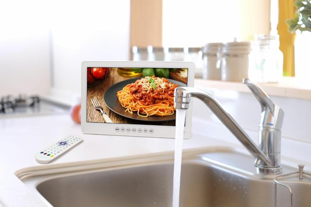 防水14インチフルセグDVD防水性能、キッチンお風呂等アウトドアで車でDVDTV