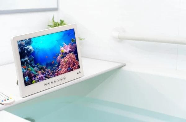 防水14インチフルセグDVD防水性能、キッチンお風呂等アウトドアで車でDVDTV