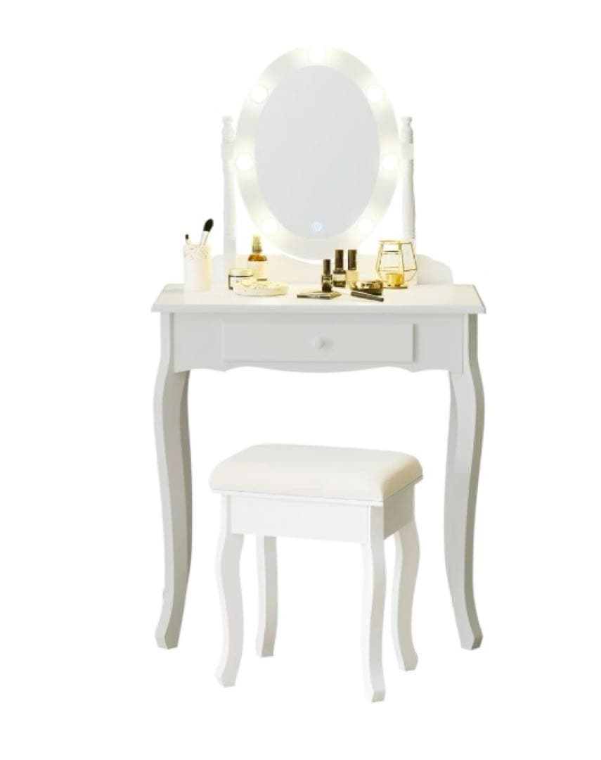 萩原ドレッサー シンプル コンパクト 化粧台 女優ミラー MD-6726WH