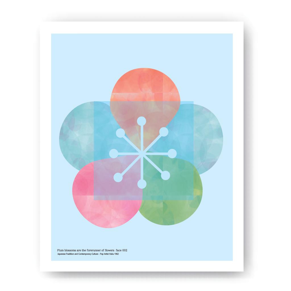 No.kashikomi梅－face002／ アートポスター　400×500