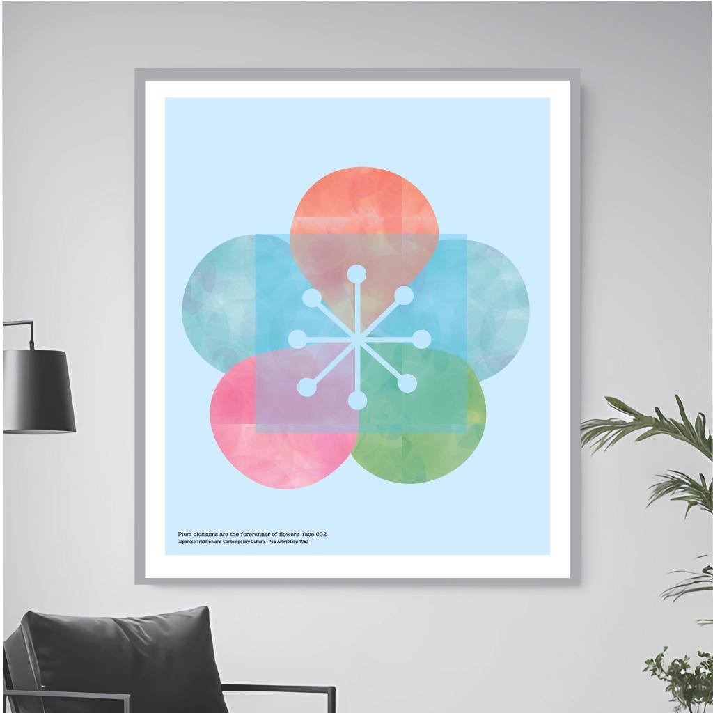 No.kashikomi梅－face002／ アートポスター　400×500