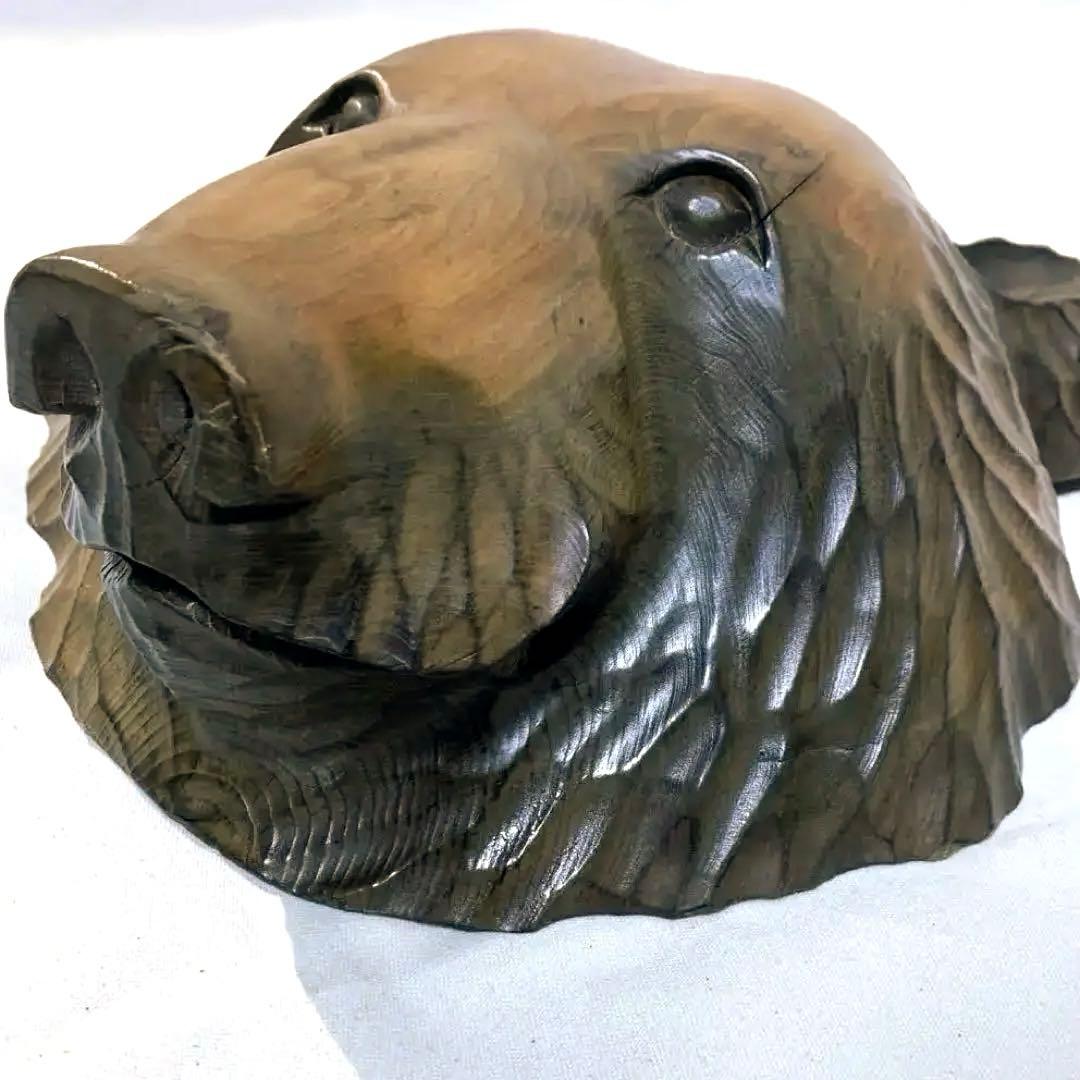 木彫り 熊 縦横約27cm 補修跡あり