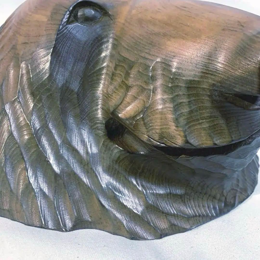 木彫り 熊 縦横約27cm 補修跡あり