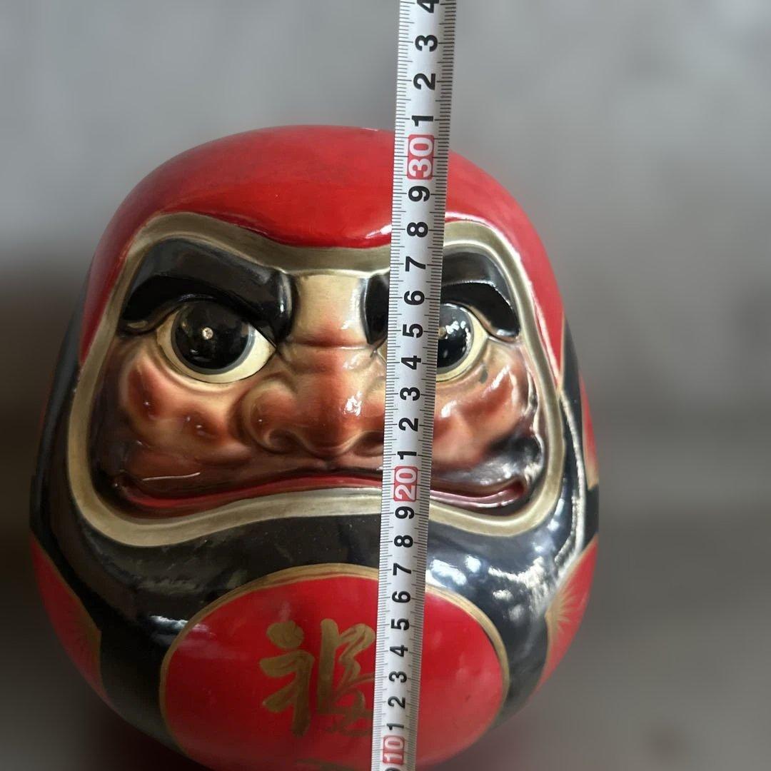 ヴィンテージ希少品‼️陶器ダルマ貯金箱　赤色の達磨 置物
