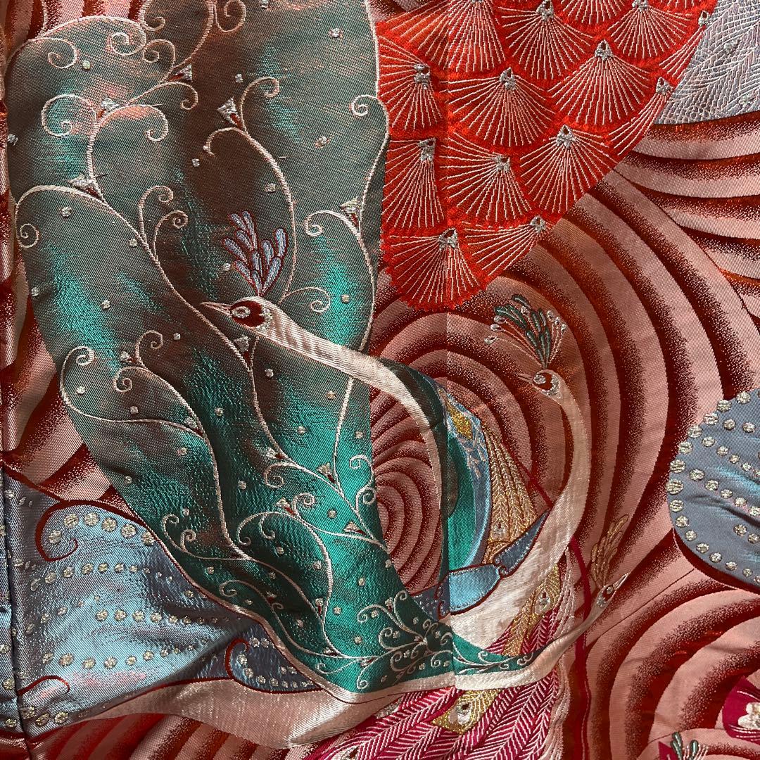 打掛　色打掛　正絹　西陣織　孔雀