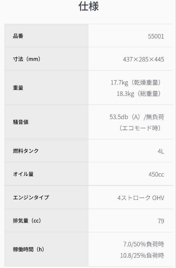 デイトナ　インバーター発電機　DAYGENE1700