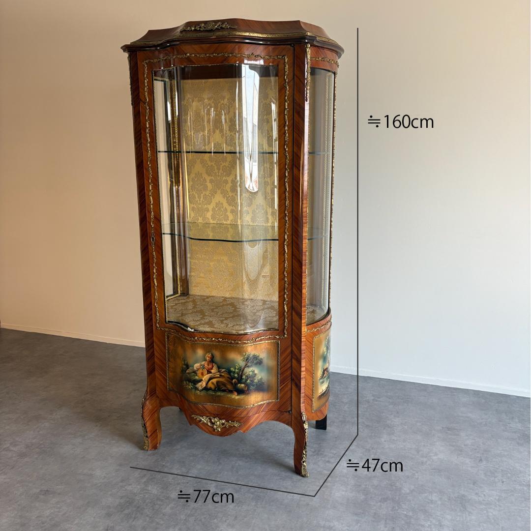 ロココ調 キングウッドキャビネット サーペンタイン×オルモル装飾