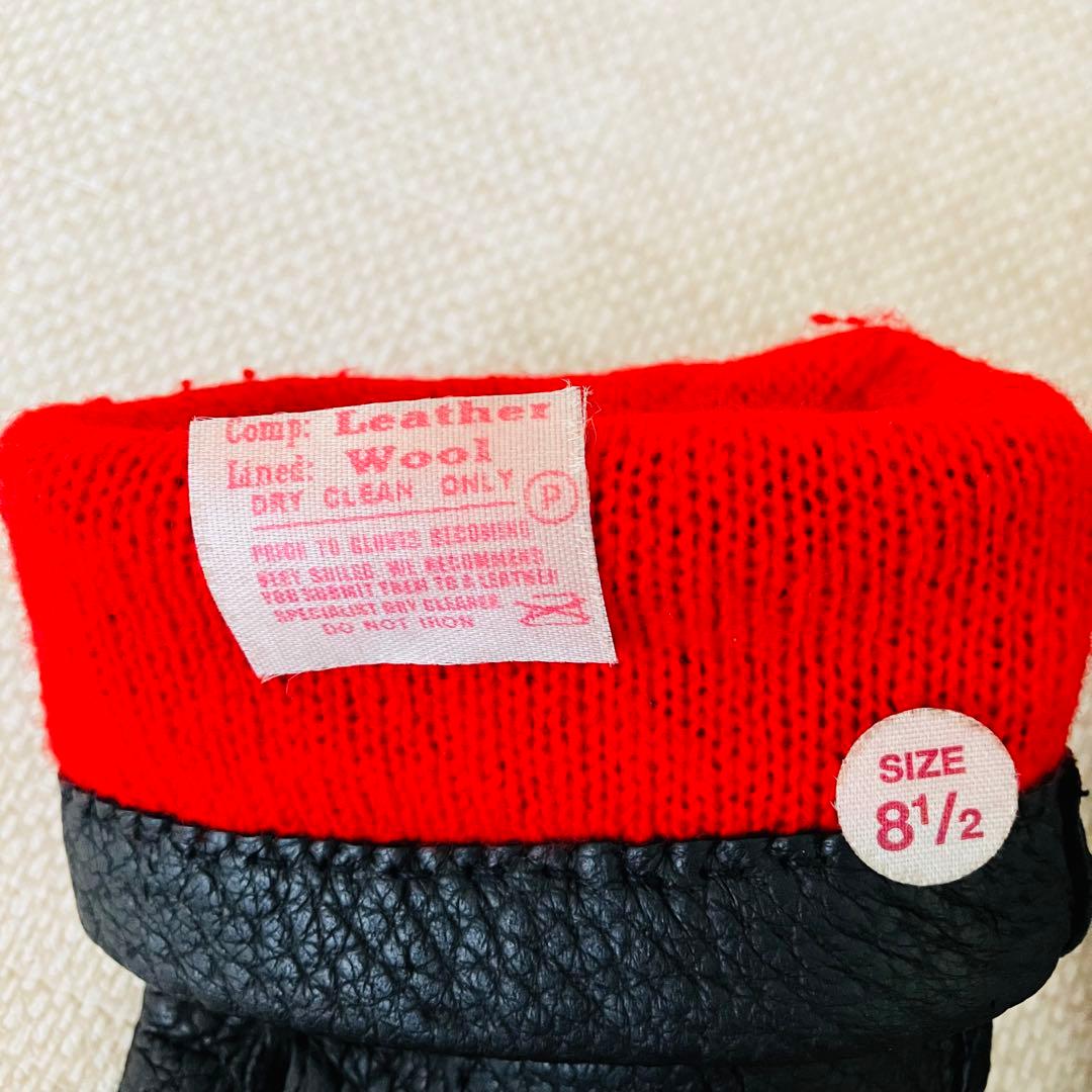 【美品】デンツ ディアスキン グローブ ウールライニング レッド レザー 8.5